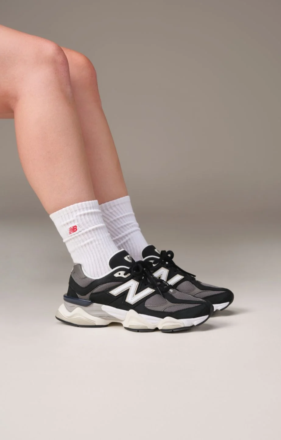 close up of new balance 9060 sneakers